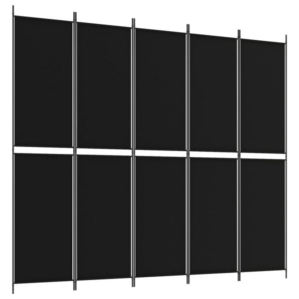 vidaXL 5-tlg. Paravent Schwarz 250x220 cm Stoff