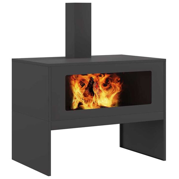vidaXL Feuerstelle Schwarz 80 x 50 x 96 cm Kaltgewalzter Stahl