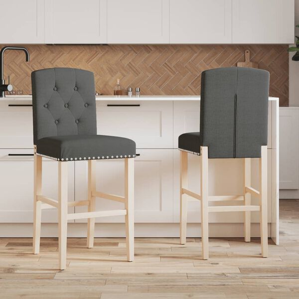 vidaXL Barst&uuml;hle 2 Stk. Massivholz Gummibaum und Stoff