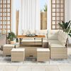 vidaXL Garten-Sofa-Set mit Kissen mit Speicher 9 pcs Beige und Creme