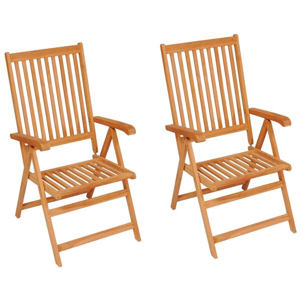 vidaXL Gartenst&uuml;hle 2 Stk. mit Roten Kissen Massivholz Teak