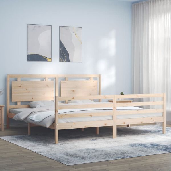 vidaXL Massivholzbett mit Kopfteil