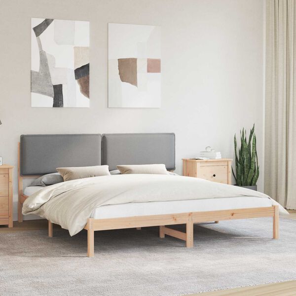 vidaXL Bettgestell mit gepolstertem Kopfteil Hellgrau 200 x 200 cm