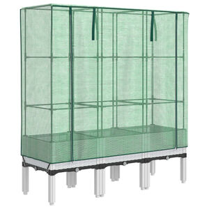 vidaXL Hochbeet mit Gew&auml;chshaus-Aufsatz Rattan-Optik 120x40x140 cm