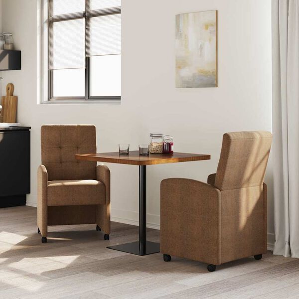 vidaXL Esszimmerst&uuml;hle mit Rollen 2 pcs Braun 58 x 67 x 97 cm