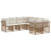 vidaXL Outdoor-Sofagarnitur 8 pcs Nat&uuml;rlich und Cremwei&szlig; Polyester