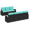 vidaXL Gartensofa-set 8 Stk. Schwarz und T&uuml;rkis Poly-Rattan