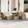 vidaXL 8-tlg. Garten-Sofagarnitur mit Kissen Beige Poly Rattan
