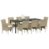 vidaXL Garten Essgruppe mit Kissen 9 pcs Beige Poly-Rattan