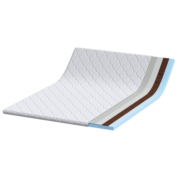 vidaXL Kokosnuss Topper Wei&szlig; 140 x 200 cm Jacquard-Stoff