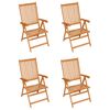 vidaXL Gartenst&uuml;hle 4 Stk. mit Schwarzen Kissen Massivholz Teak