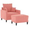 vidaXL Sessel mit Hocker Rosa 60 cm Samt
