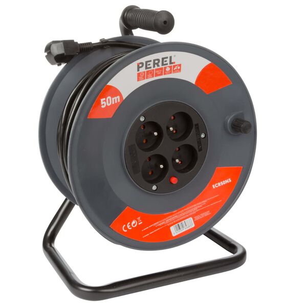 Perel Kabeltrommel 50 m 4 Steckdosen