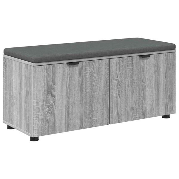 vidaXL Flurbank mit Kissen mit Speicher Graues Sonoma 100 x 38 x 46 cm