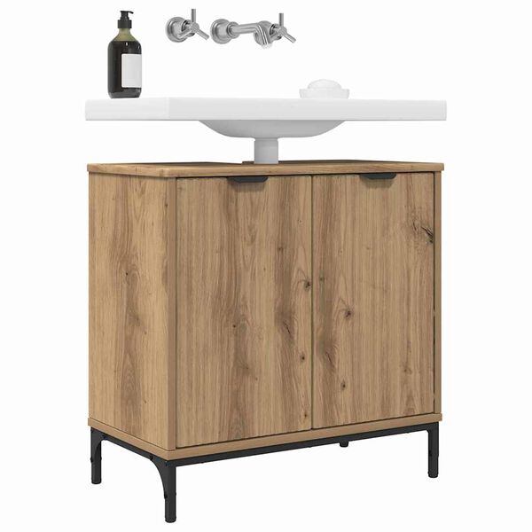 vidaXL Waschbeckenschrank mit T&uuml;r Artisan-Eiche 60,5 x 33,5 x 61 cm
