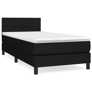 vidaXL Boxspringbett mit Matratze Schwarz 90x200 cm Stoff