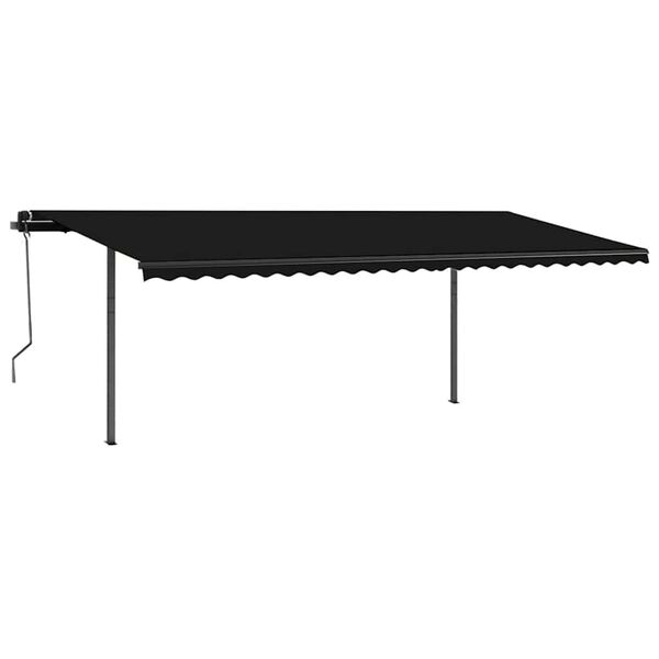 vidaXL Markise Manuell Einziehbar mit Pfosten 3,5x2,5 m Anthrazit