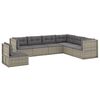 vidaXL 7-tlg. Garten-Lounge-Set mit Kissen Grau Poly Rattan