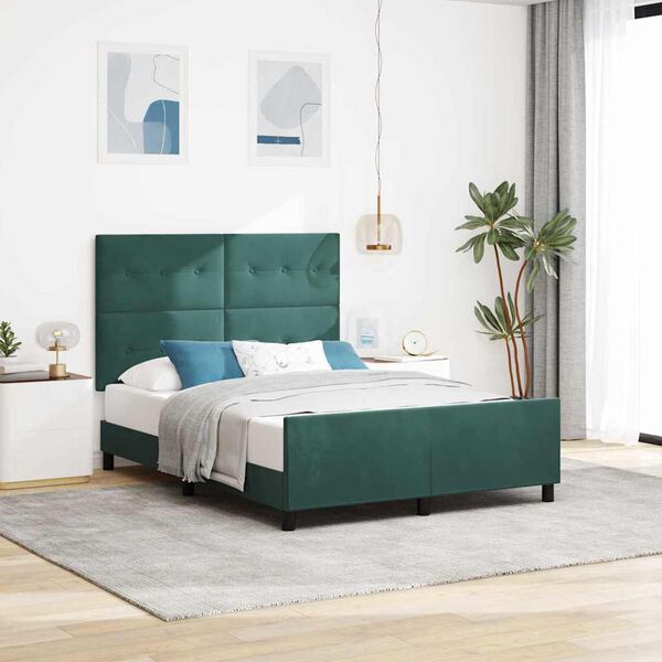vidaXL Boxspringbett mit Kopfteil Dunkelgr&uuml;n 160 x 200 cm Samt