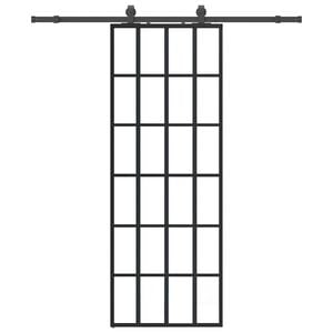 vidaXL Schiebet&uuml;r mit Beschlag Schwarz 76x205 cm ESG-Glas