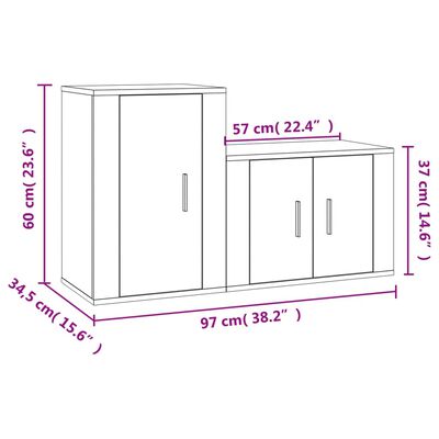 vidaXL 2-tlg. TV-Schrank-Set Räuchereiche Holzwerkstoff