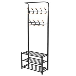 vidaXL Garderobe mit Schuhablage 68&times;32&times;182,5 cm Schwarz