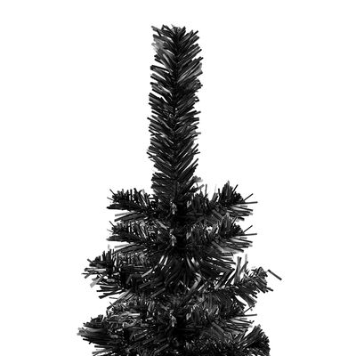vidaXL Weihnachtsbaum Schlank mit Beleuchtung & Kugeln Schwarz 240 cm