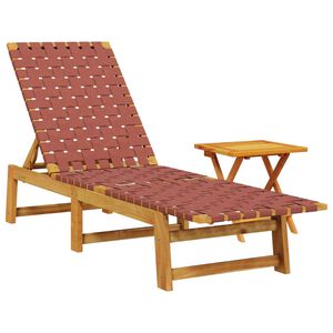vidaXL Sonnenliege mit Tisch Rot Massivholz Akazie und Stoff