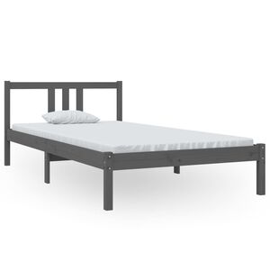 vidaXL Massivholzbett Grau 100x200 cm