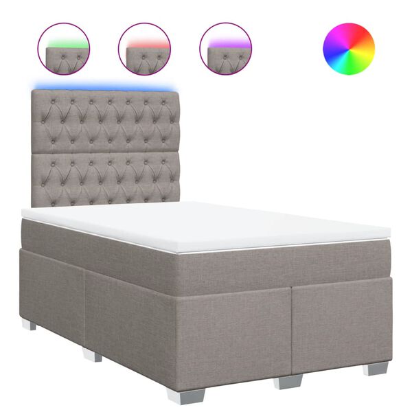 vidaXL Boxspringbett mit Matratze Taupe 120x190 cm Stoff