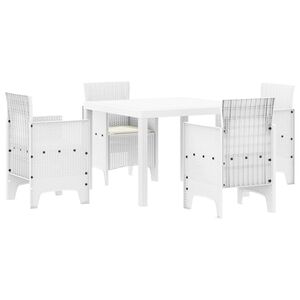 vidaXL Garten Essgruppe 5 pcs Wei&szlig; Polt Rattan