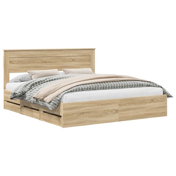 vidaXL Bettrahmen Sonoma-Eiche 200 x 200 cm Ingenieurs Holz
