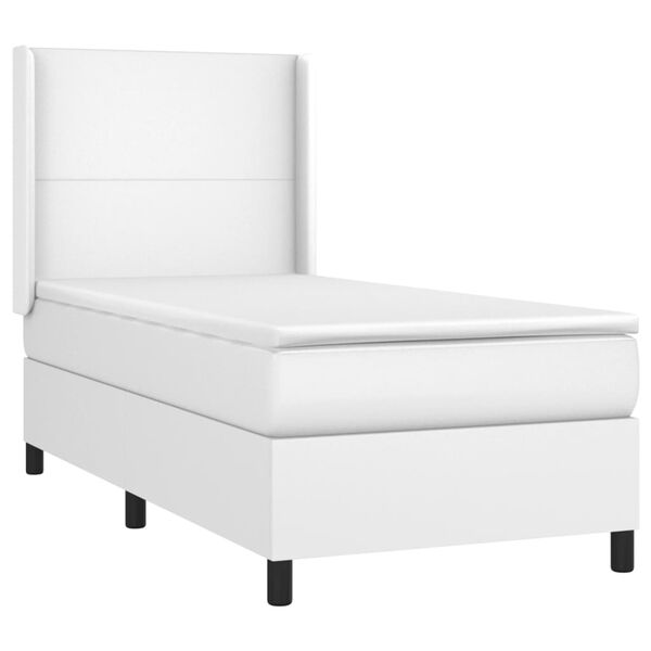 vidaXL Boxspringbett mit Matratze Wei&szlig; 100x200 cm Kunstleder