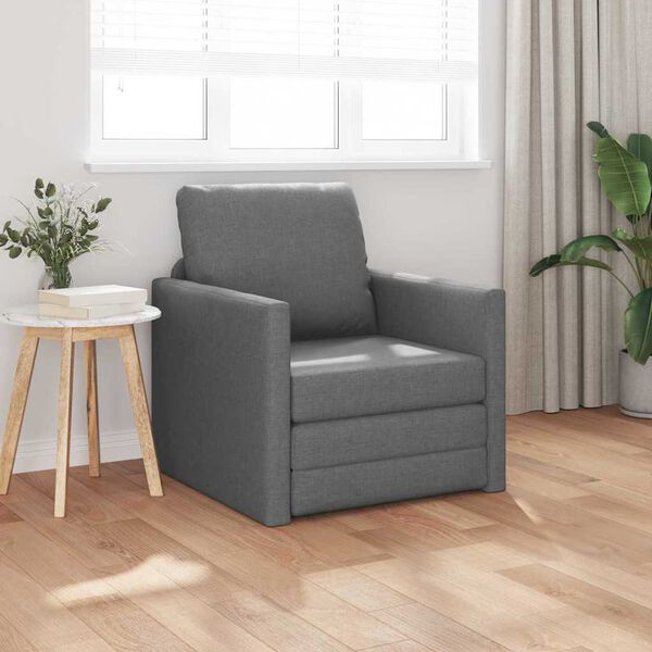vidaXL Bodensofa mit Schlaffunktion Dunkelgrau 112x174x55 cm Stoff