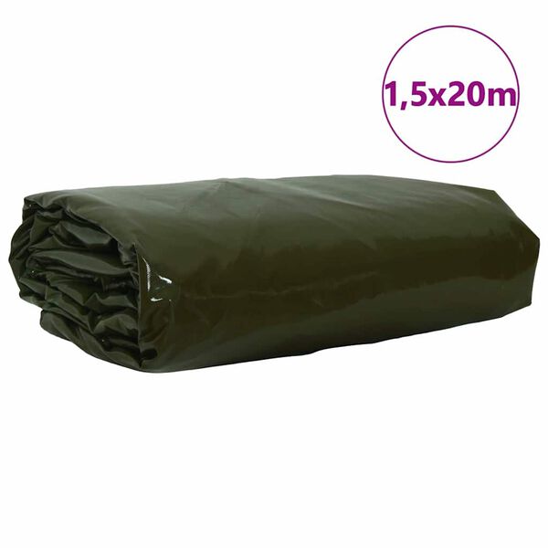 vidaXL Plane 650g / m&sup2; Olive Gr&uuml;n 1,5 x 20 m Canvas mit PVC-Beschichtung