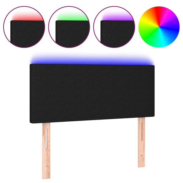 vidaXL LED Kopfteil Schwarz 90x5x78/88 cm Stoff
