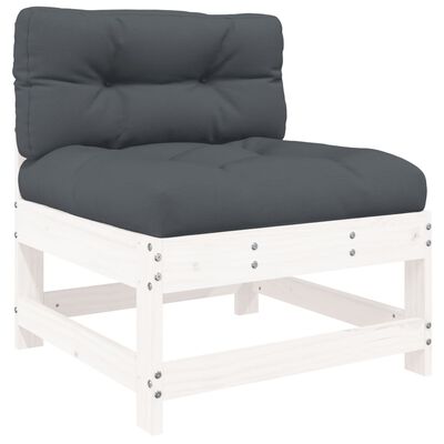 vidaXL 6-tlg. Garten-Lounge-Set mit Kissen Weiß Massivholz