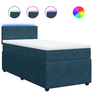 vidaXL Boxspringbett mit Matratze Blau 90x200 cm Samt