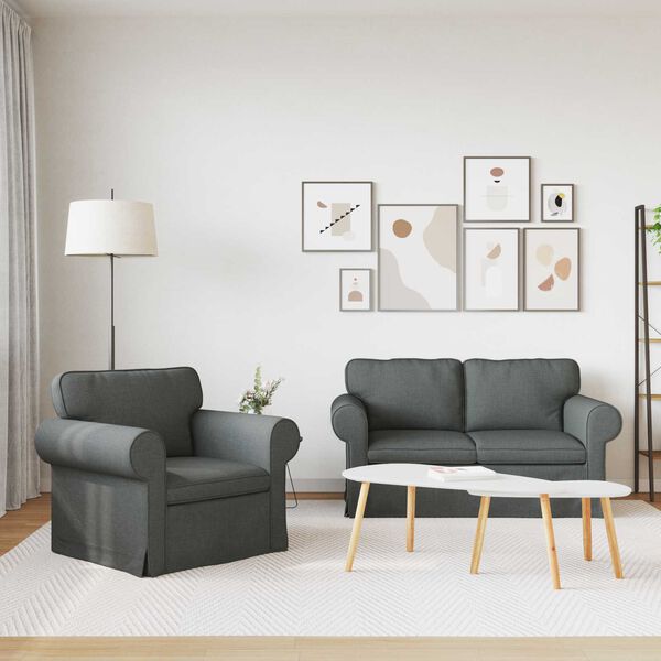 vidaXL Sofa 2 pcs Dunkelgrau