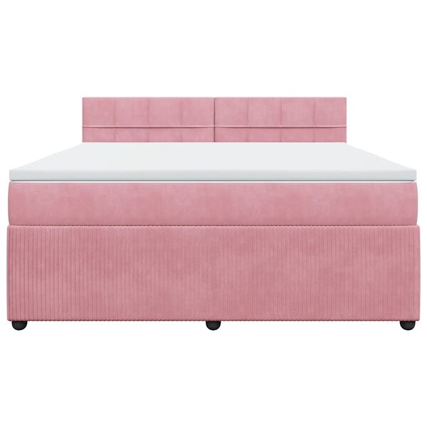 vidaXL Boxspringbett mit Matratze Rosa 180x200 cm Samt