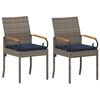 vidaXL Gartenst&uuml;hle 2 Stk. Grau und Marineblau Poly-Rattan und Akazie