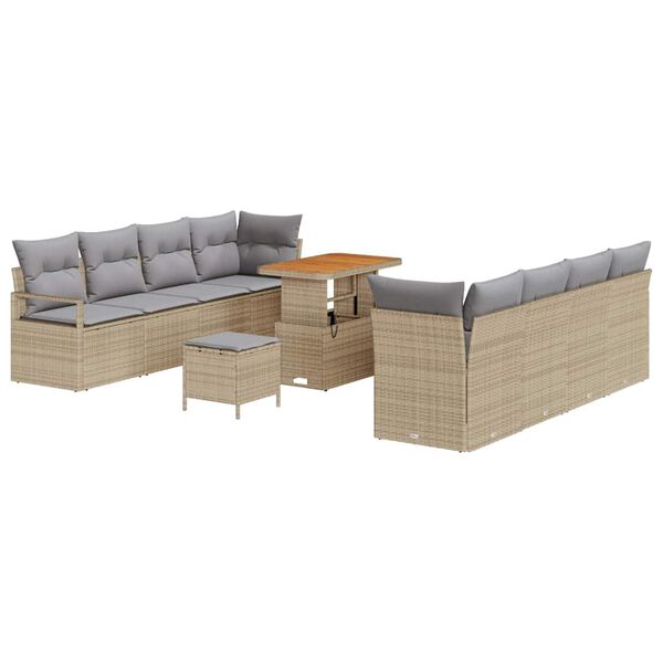 vidaXL Garten-Sofa-Set mit Kissen Beige und Hellgrau 90 x 55 x 71 cm
