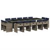 vidaXL 15-teiliges Garten-Ess-Set mit Kissen, grau, Polyrattan