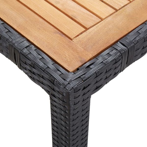 vidaXL 7-tlg. Garten-Essgruppe mit Auflagen Poly Rattan Schwarz