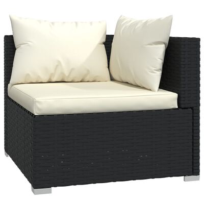 vidaXL 12-tlg. Garten-Lounge-Set mit Kissen Schwarz Poly Rattan