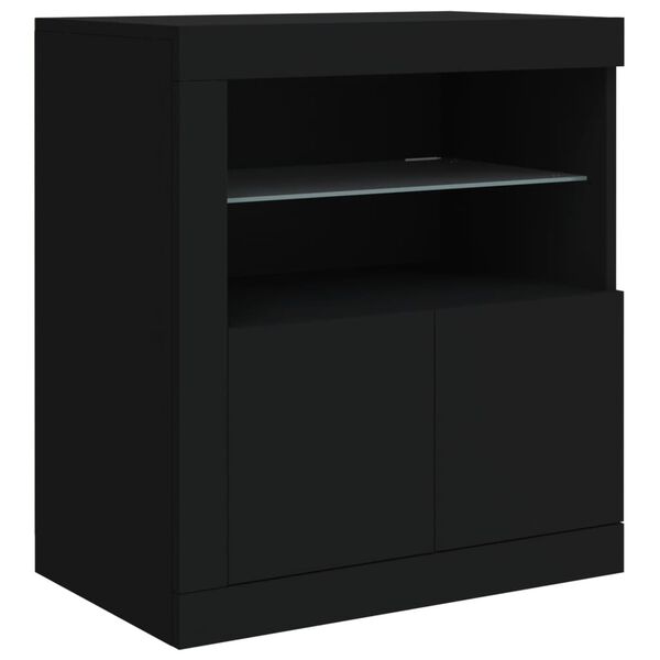 vidaXL Sideboard mit LED-Leuchten Schwarz 60,5x37x67 cm