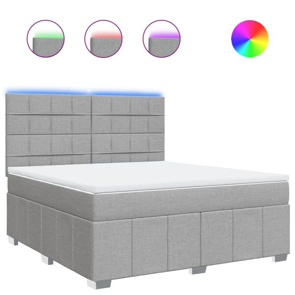 vidaXL Boxspringbett mit Matratze Hellgrau 180x200 cm Stoff
