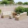 vidaXL Gartensofa-set mit Kissen mit Speicher 11 pcs Beige Poly Rattan