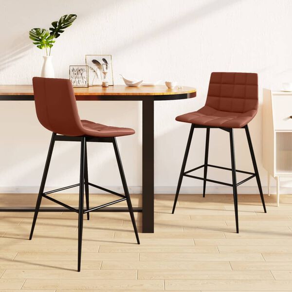 vidaXL Barhocker 2 Stk. Hellbraun Kunstleder