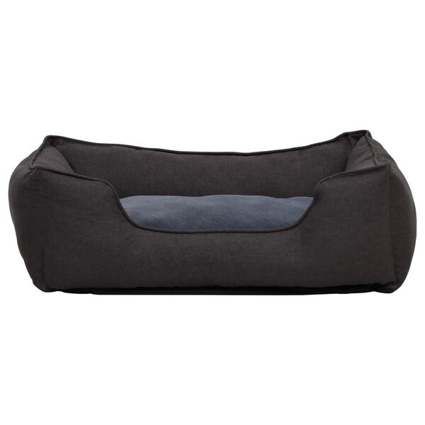 vidaXL Hundebett Dunkelgrau 110,5x80,5x26 cm Fleece Leinenoptik